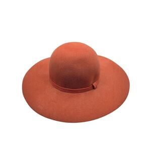 Wide-Brim 100% Wool Floppy Hat Rust OS
